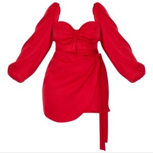 Pretty Little Thing Plus - Plus Red Ruched Cut Out Bodycon Dress